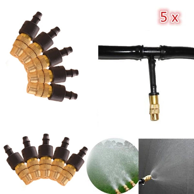 

Fitting Garden Misting Hose Connector Nozzle 5pcs Spray Brass Adjustable