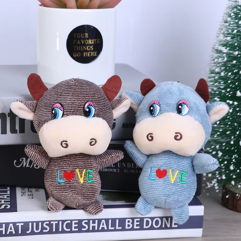 

1Pc 2021 Year Cow Stuffed Plush Toy Keychain Pendant 10cm Cattle Soft Toy Doll Accessories 10cm
