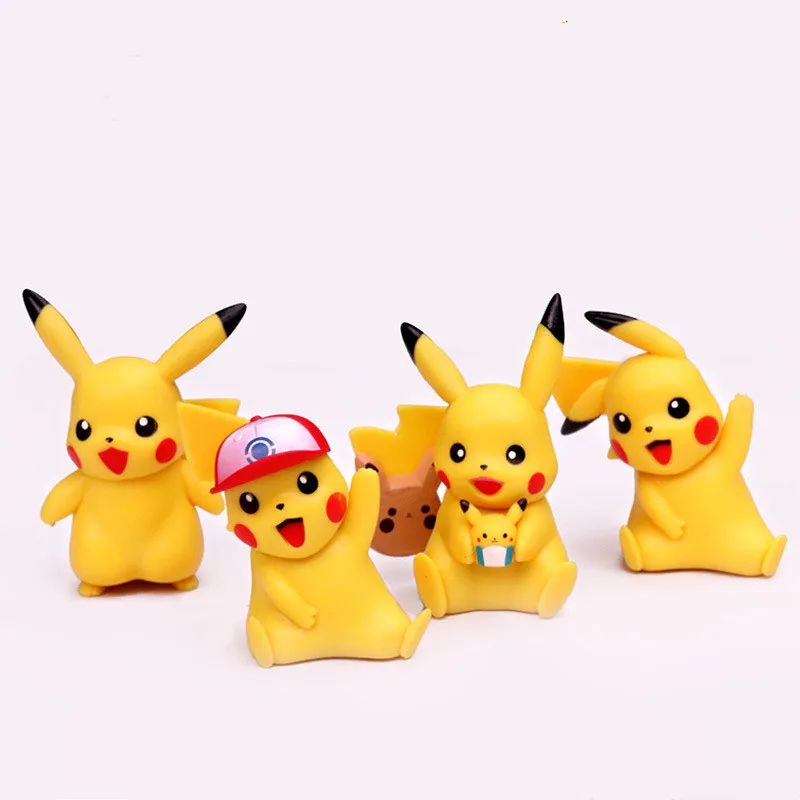 

4Pcs/Set TAKARA TOMY Pokemon Action Figures Pet Elf Pikachu Dolls Collectible Model Toys Decoration Kids Christmas Gift