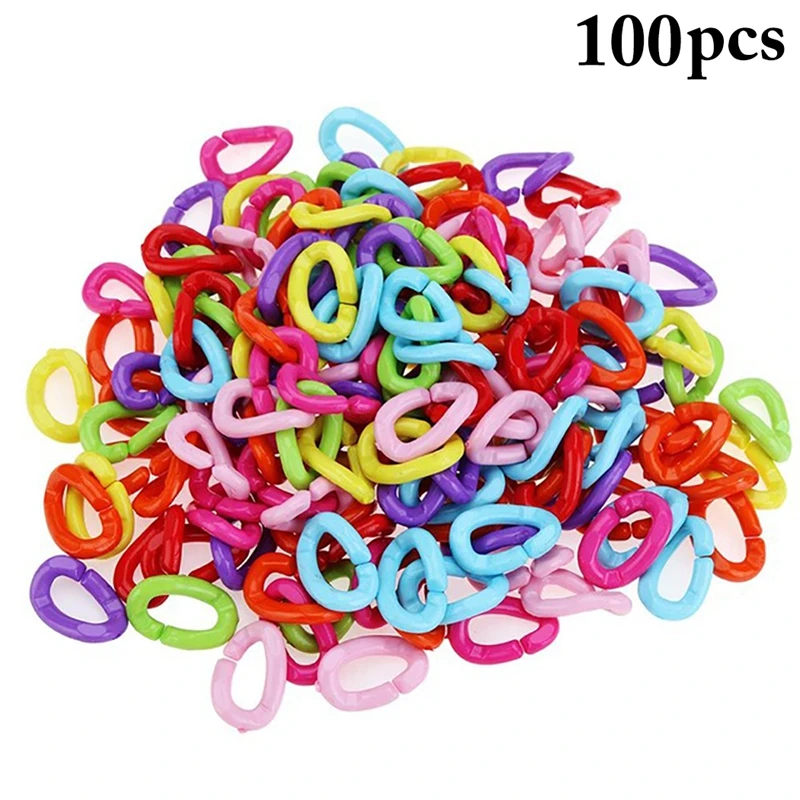 

100PCS Random Color Bird Chain Toy DIY Funny Plastic Chain Links C-Clips Hooks For Parrot Toy Parrot Educational Toys Dorakitten