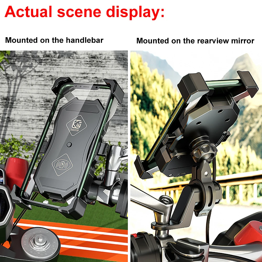 4.7-7 inch Phone Holder Motorcycle QC3.0 Wireless Charger Handlebar Bicycle Bracket Quick Charge USB GPS Mount | Автомобили и
