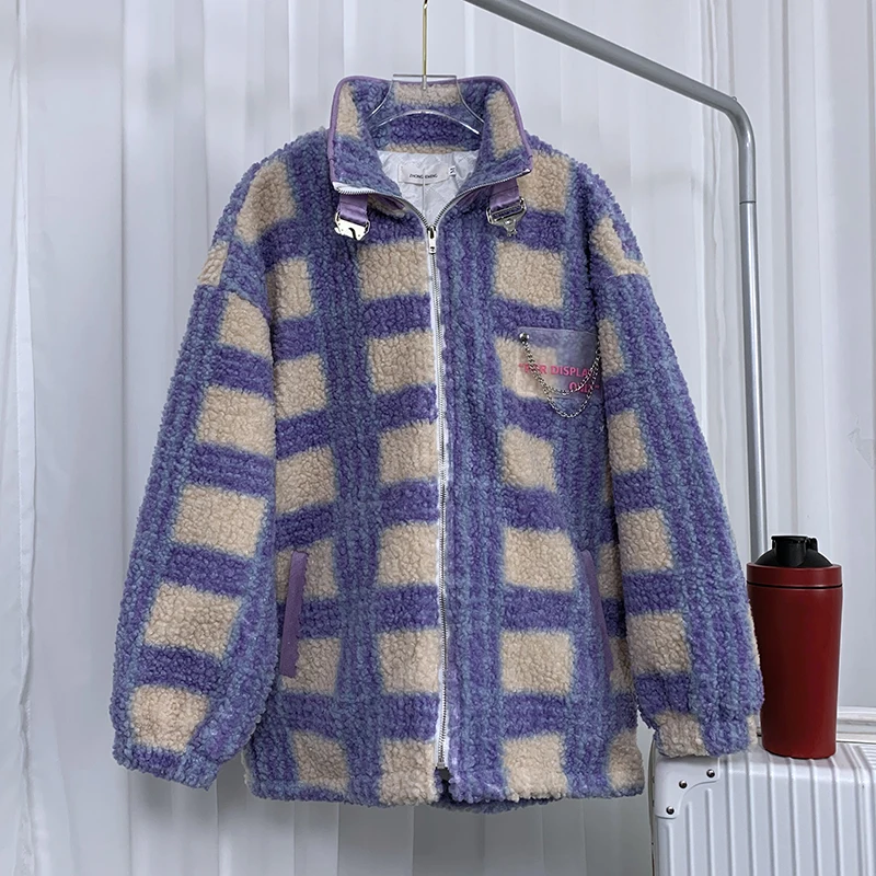 

Женская куртка с карманами и флисовой подкладкой, винтажная куртка в стиле пэчворк с поясом, высоким воротником и длинным рукавом, женская в...