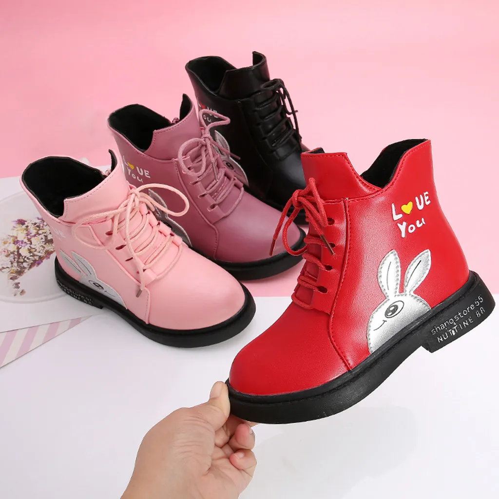 winter boots Children Baby toddler girl boots princess Cartoon Shoes Leather Winter Cotton Warm winter boots kids#Y3