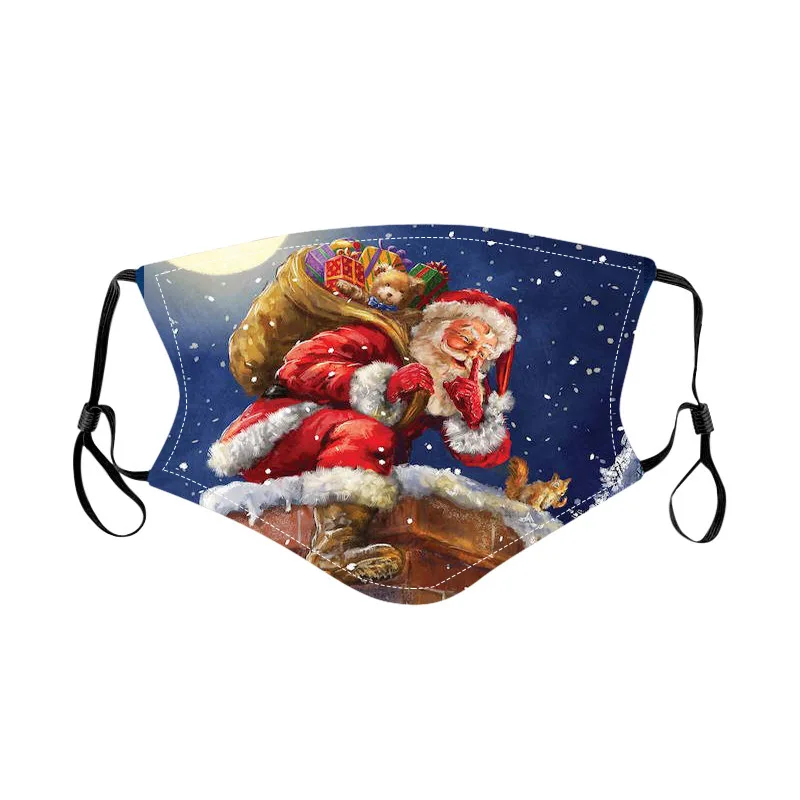 

1pc Christmas Ornaments Cartoon Elk Printed Adult Mask Christmas Decoration Face Mask Party Cosplay 2022 Happy New Year Navidad