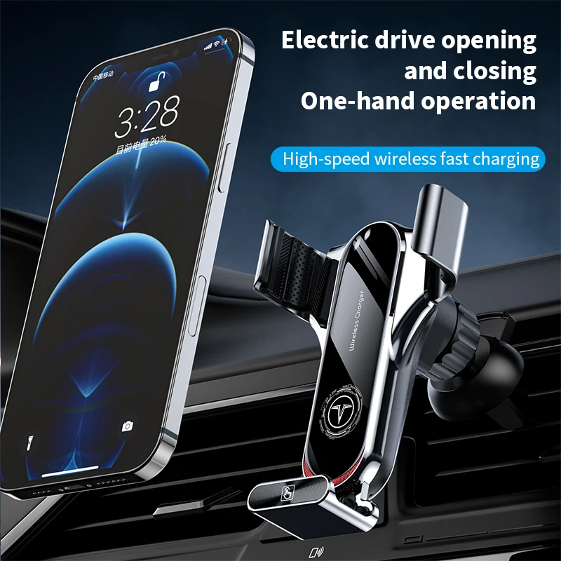 Soporte de tel&eacute;fono para coche T11, accesorio de Metal, inducci&oacute;n el&eacute;ctrica, 15W, carga r&aacute;pida, salida de aire, soporte de tel&eacute;fono m&oacute;vil para iPhone 13 12-1