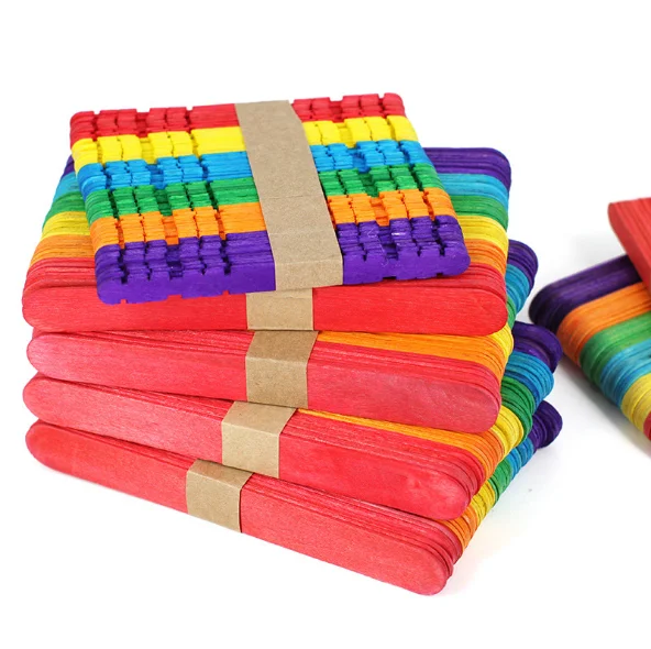 50 шт./партия цветные деревянные палочки для мороженого из натурального дерева