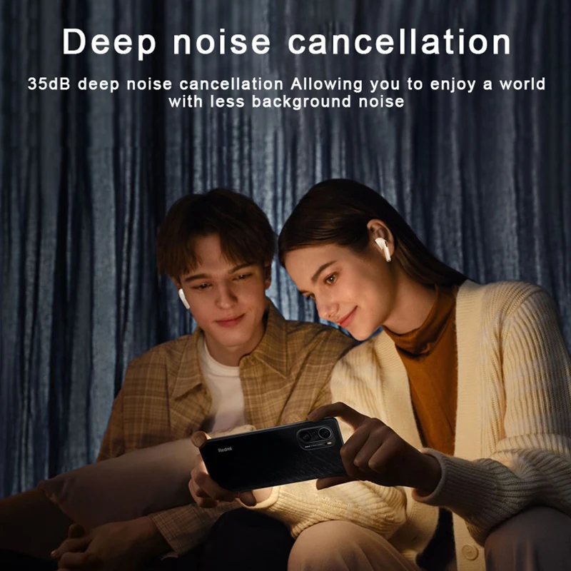 xiaomi 2022 new bluetooth earphones hd stereo mic wireless business headphone noise reduction earbuds compatible with samsung free global shipping