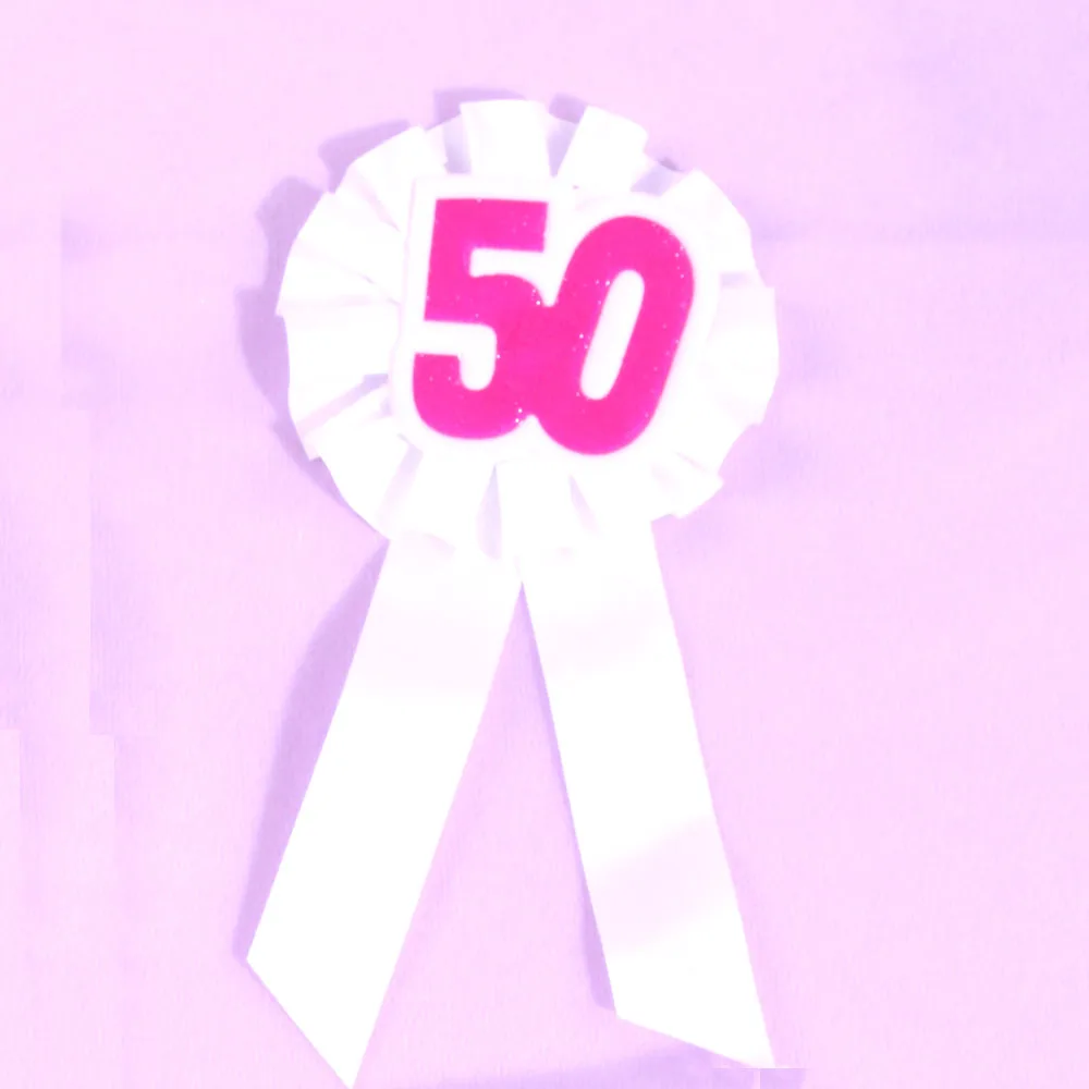 6pcs wholesale pink purple glitter happy birthday brooch white ribbon 21 30 40 50 souvenir event party favor | Дом и сад