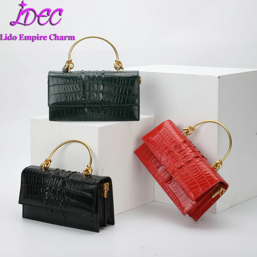 

New platinum crocodile back bone leather female bag chain bag messenger bag leather bag cosmetic bag portable small square bag