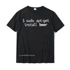 Рубашка Linux Sudo Apt-Get Beer! Смешная Linux Humor, повседневные топы, футболки, хлопковые топы для взрослых, повседневные Семейные футболки