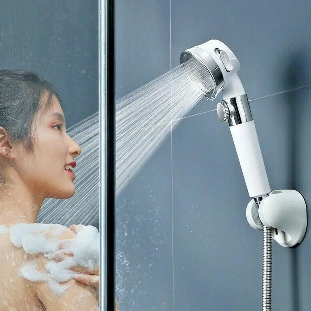 

1Pcs Pressurized Shower Head High Pressure Water Saving Perforated Free Bracket Adjustable Bathroom Accessories Bath Shower Set