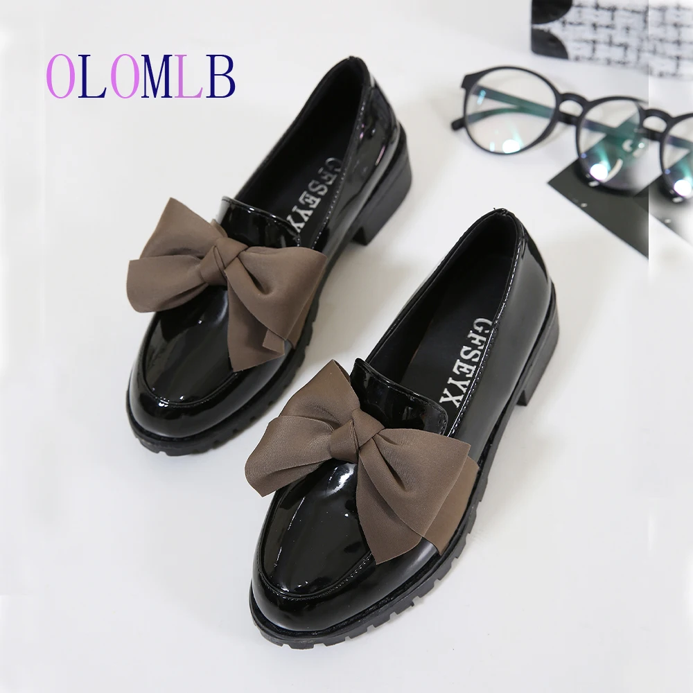 2020 новые женские туфли с мягкой подошвой на плоской подошве бантом черные из