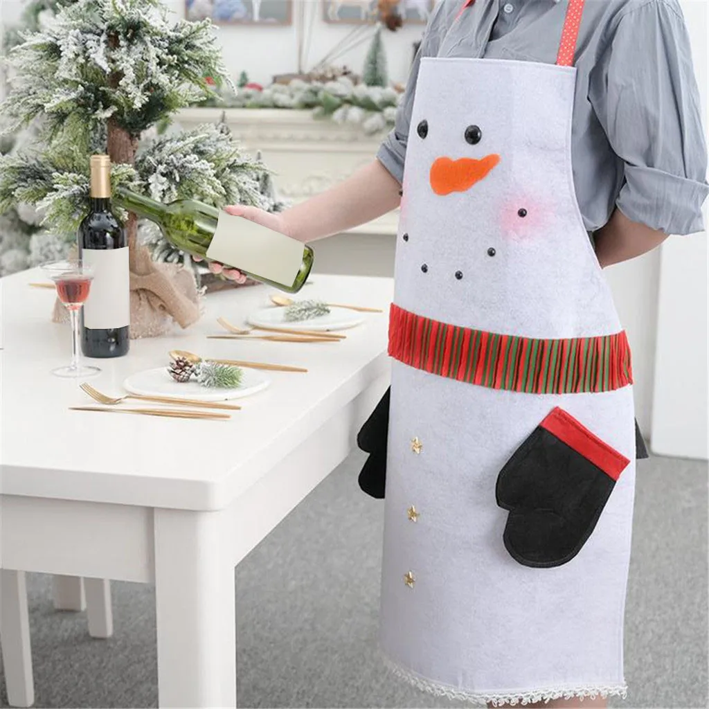 Saingace kitchen aprons Merry Christmas caroon Santa Printing Aprons Snowman Decorations Kitchen Cook drop ship | Дом и сад