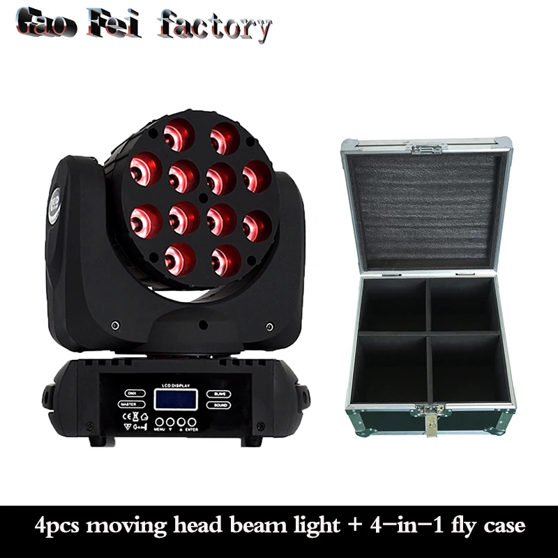 led moving 12x12w Чехол для полёта с движущейся головкой 12x12 Вт 4 в 1 rgbw светодиодный световой луч для dj светодиодный сценический свет - Цвет: led moving 12x12w