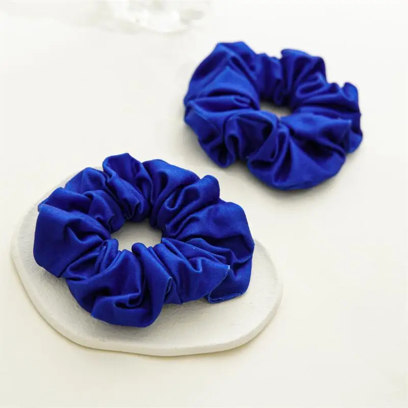 

Ladies Elastic Hairbands Sweet Cotton Hair Ring Headband Female Ponytail Holder Hair Accessories Temperament Blue Hair Ring