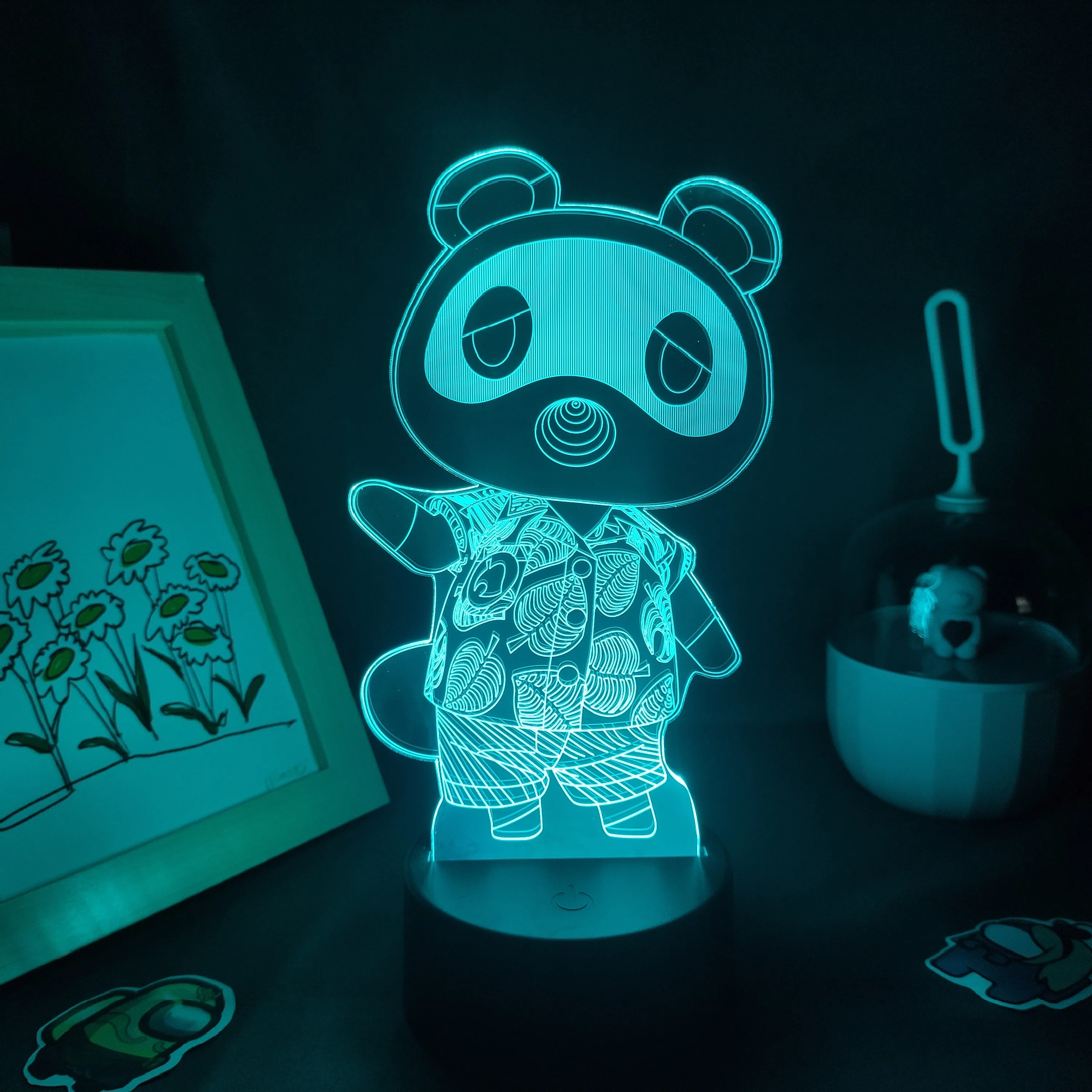 3D светодиодные лампы с пересекающимися животными персонажами Tom Nook RGB ночные