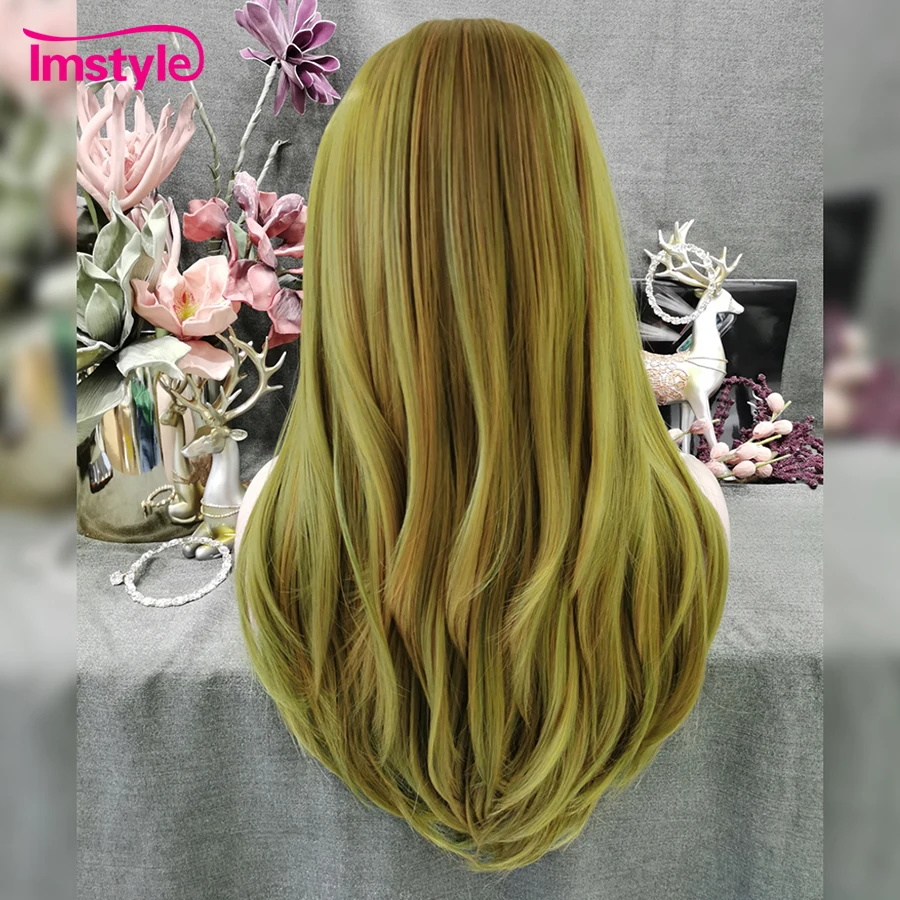 Imstyle зеленые коричневые фиолетовые парики для женщин длинные прямые