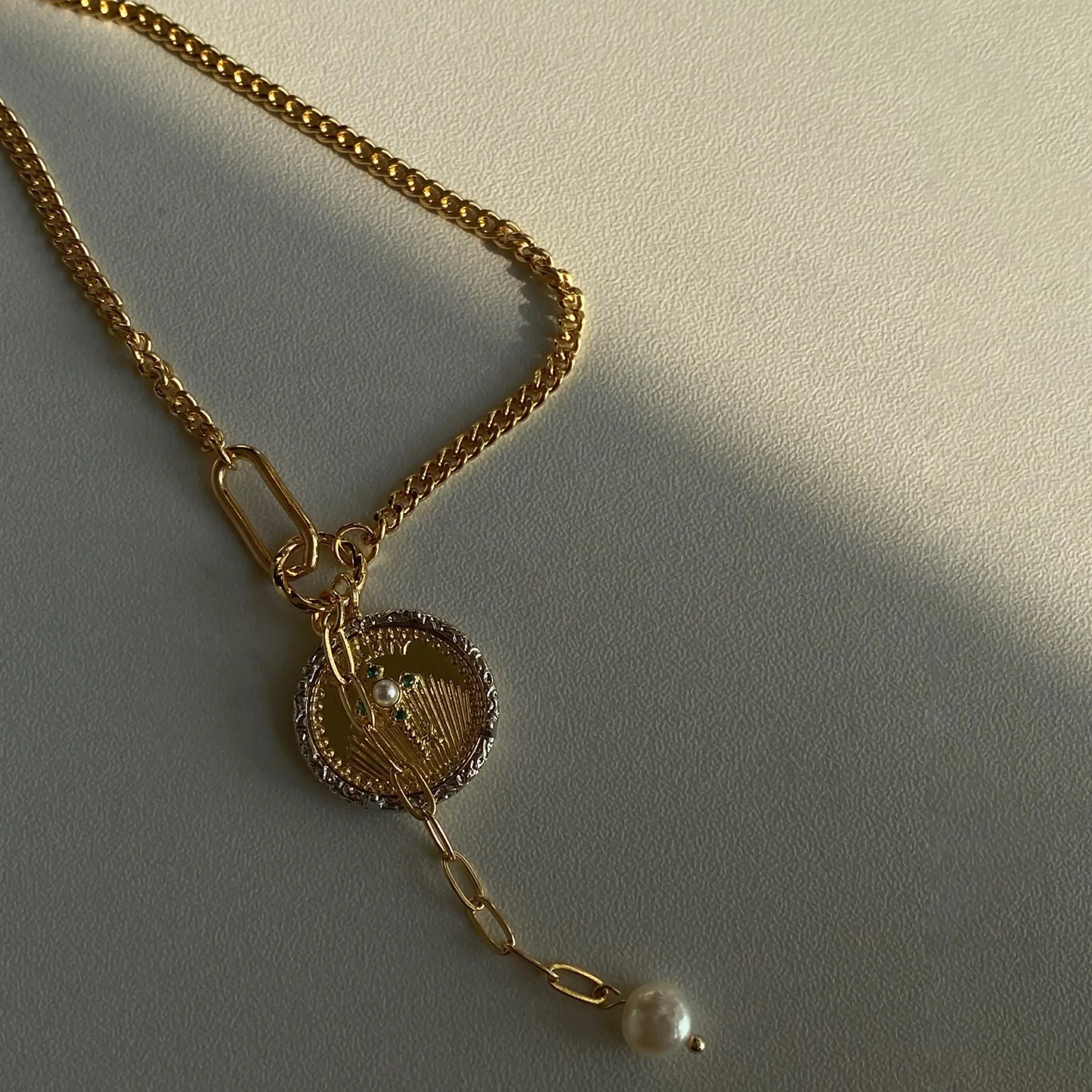 

Women Gold Plated Multi Layer Coin Necklace Y Necklace