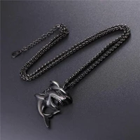 new trendy animal shark shape pendant necklace mens necklace metal sliding shark pendant accessories party jewelry