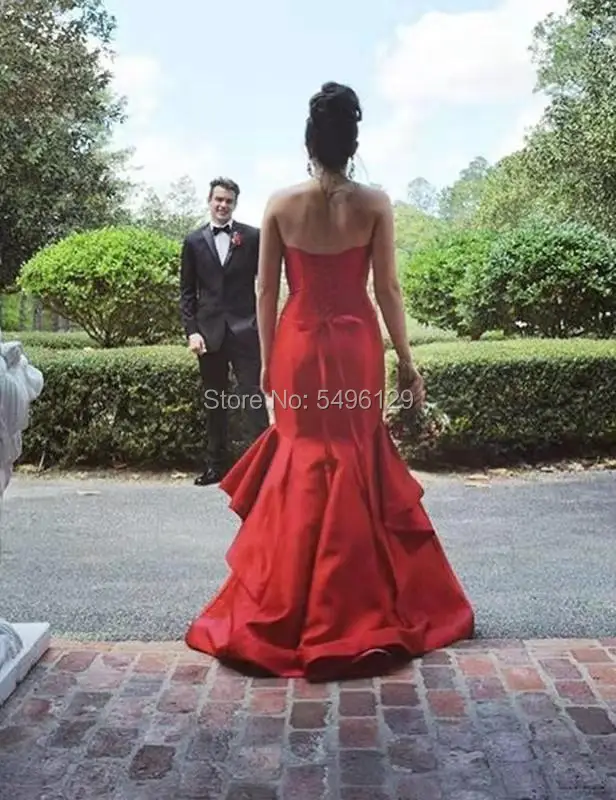Красное сатиновое платье русалки для выпускного вечера Vestido De Longo Милая юбка с