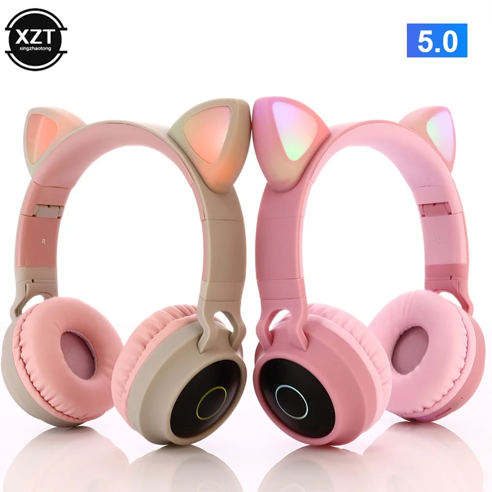 

Светодиодный ные шумоподавляющие наушники с кошачьими ушками, Bluetooth-совместимые наушники 5,0 для молодых людей, Детская гарнитура с поддержк...