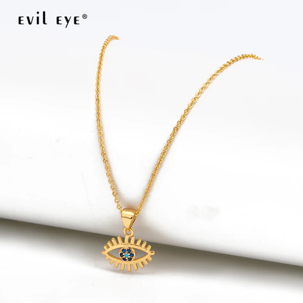 Женское Ожерелье с кулоном сглаза EY6552 ожерелье золотистого цвета голубым