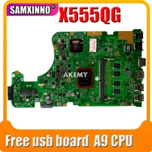 Akemy For Asus A555Q X555QG X555BP X555B laptop motherboard A9 CPU CPU 8GB RAM 2GB graphic Mainboard