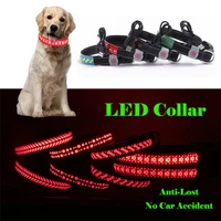 usb charging led dog collar anti lostavoid car accident collar dog collars bone pattern leads outdoor walking night safety
