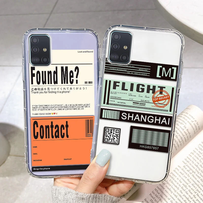 Clear Label Barcode Case For Samsung A52 Cases Samsung A51 A32 A52S A50 A71 A72 A70 A12 A21S A31 A30 A20 A20e A33 A11 A10S Cover