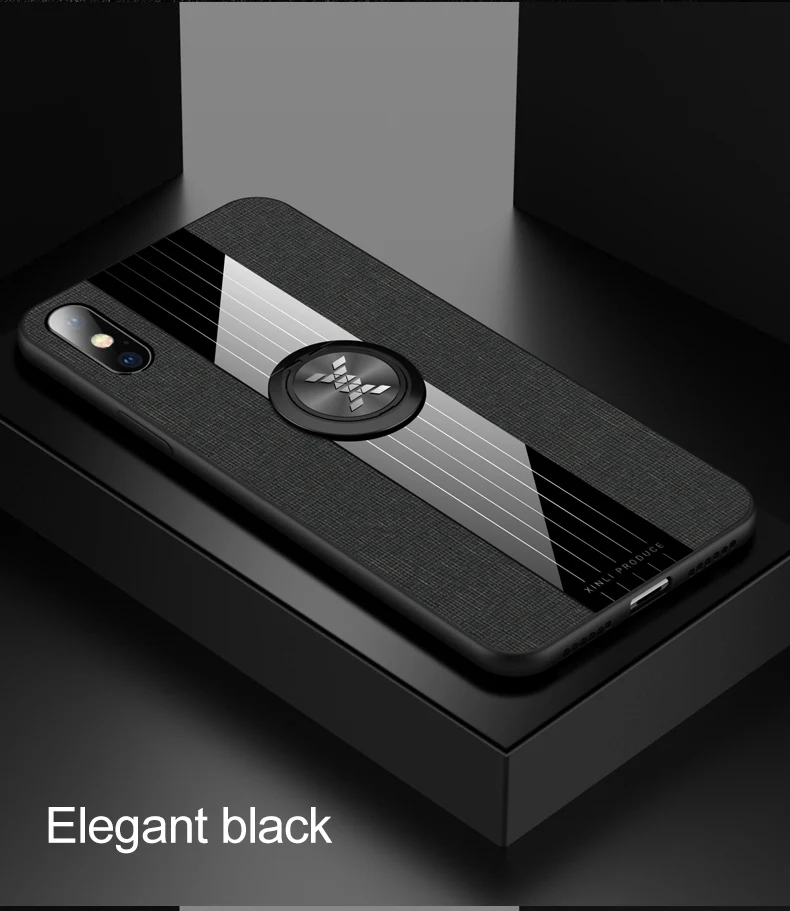 Черный Противоударное кольцо Броня CaseFor Xiaomi Mi9se 8 Redmi Note 7 k20 чехол 6x подставка задняя крышка - Цвет: Черный