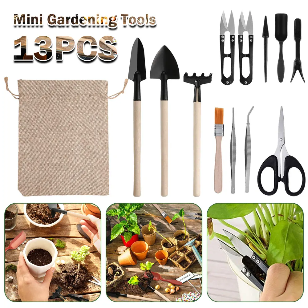 

Mini Spade Shovel Harrow Flowerpot Tools Potted Plants Maintenance Wooden Handle Plant Soil Shovels Gardening Tools Set