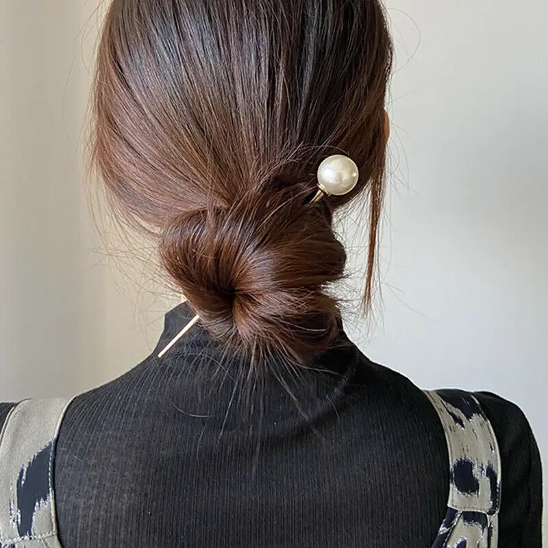 

Women Vintage Delicate Geometic Pearl Ball Hair Sticks Hair Clip Styling Tool