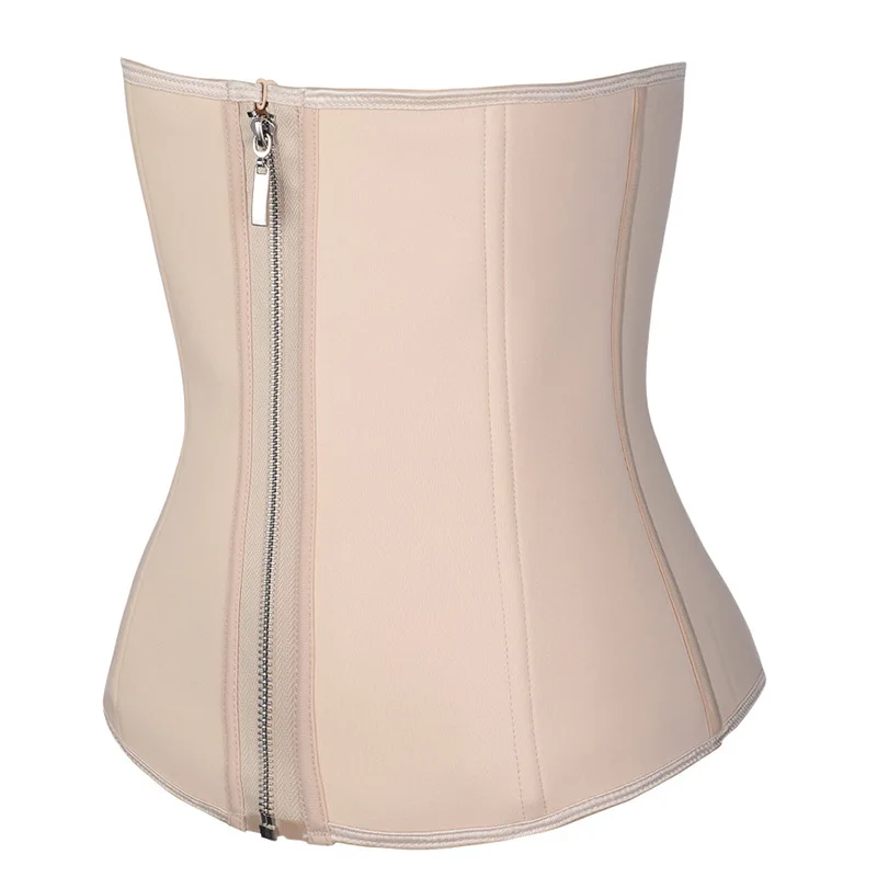 

6-Steel-Bones Latex Rubber Waist Trainer with Zip Shapewear Corset Belly Body Shaper Modeling Strap Waist steel boned corset