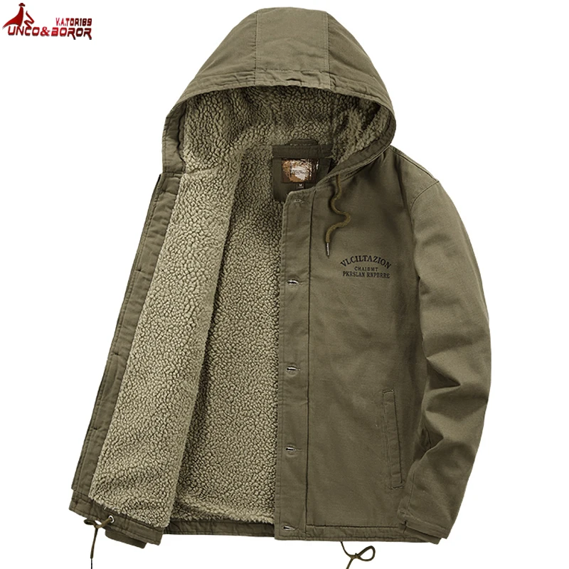 

Мужская зимняя куртка с капюшоном и флисовой подкладкой, Размеры M ~ 4XL