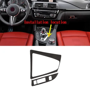 Real Carbon Fiber For BMW M3 M4 F80 F82 F83 2014-2019 Car Gear Shift Frame Panel Trim Stickers LHD Accesssories