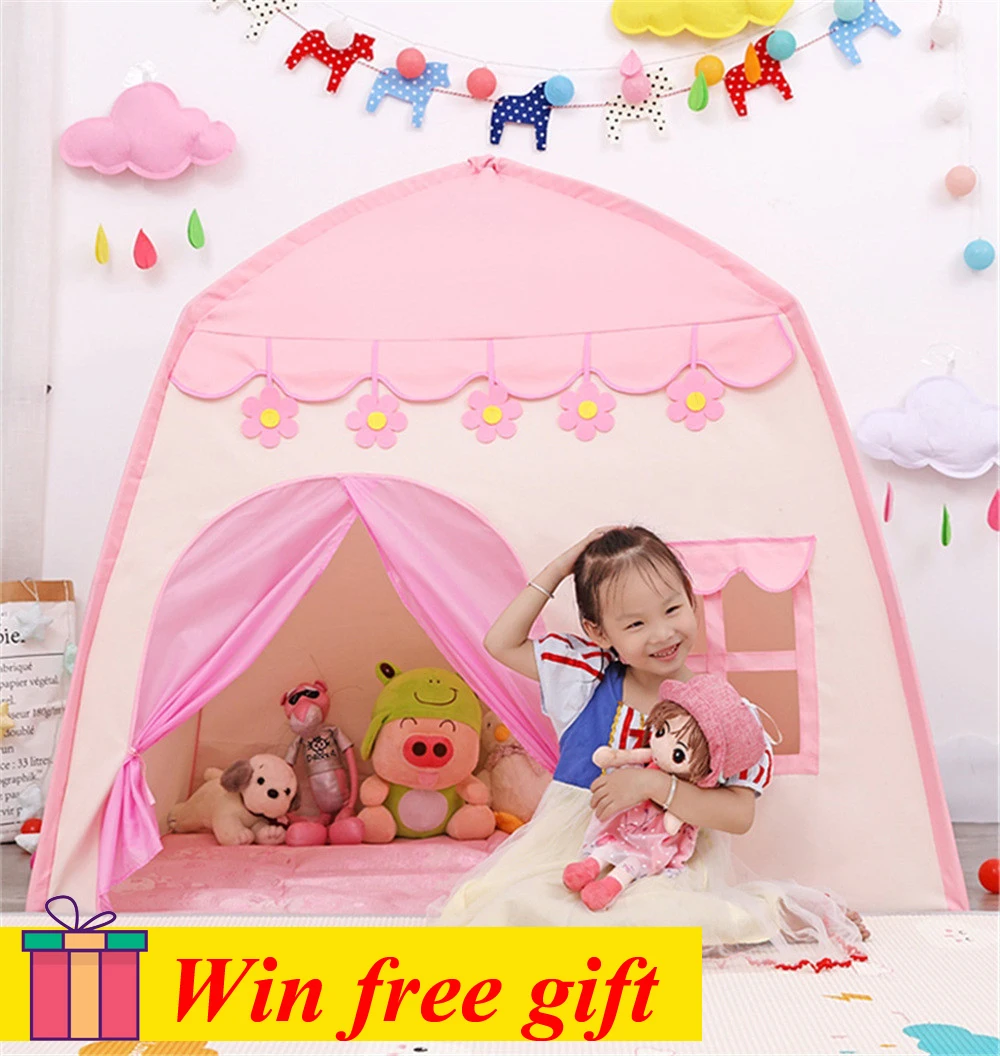 

130cm Kids Play Tent Children Indoor Outdoor Princess Castle Folding Cubby Toys Enfant Room House Children Tent Teepee Playhouse