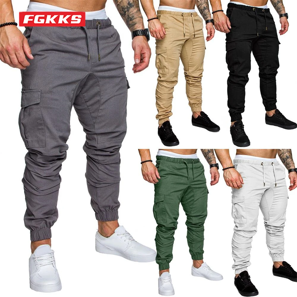 

FGKKS 2021 New Male Trousers Mens Joggers Solid Multi-pocket Pants Sweatpants Men Pants Hip Hop Harem Joggers Pants
