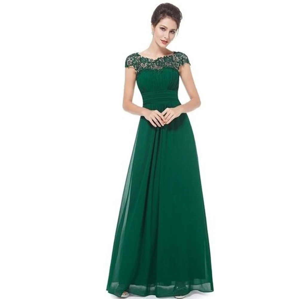 Женское шифоновое платье макси с круглым вырезом и высокой талией|Женские