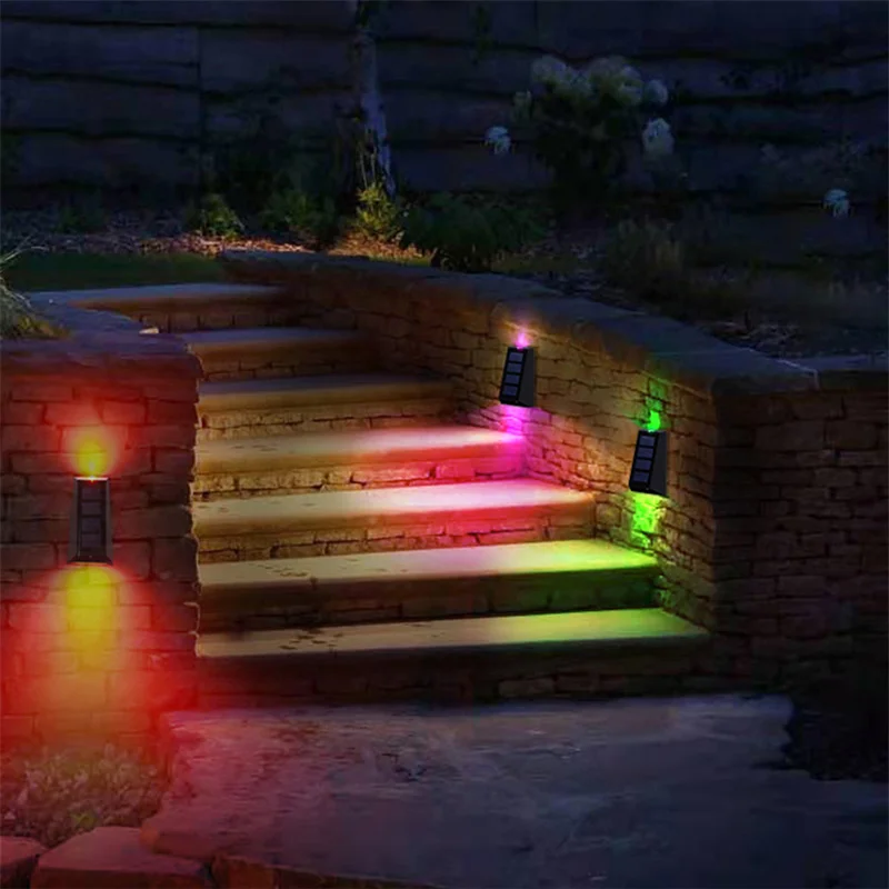 2Pc Color colector Solar luces al aire libre impermeable Sensor de noche Auto en Off accionada Solar montado en la pared de luz de la noche de Patio camino Patio-4