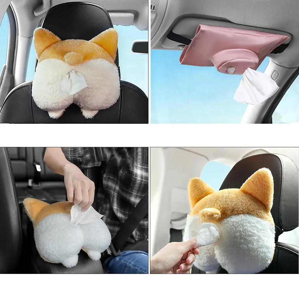 Автомобильный тканевый ящик двойного назначения милый картонный плюшевый