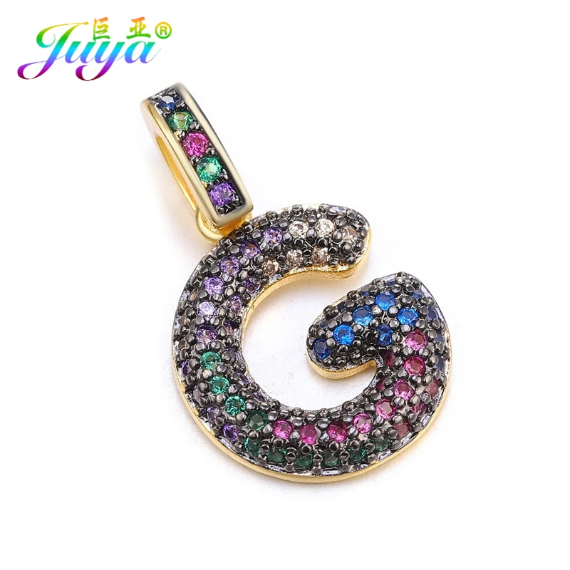 Gold G Juya DIY шнур кожаный вывод многоцветный Циркон с радужным блеском золото 26 буквы алфавита кулоны с надписями поставки - Окраска металла: Gold G