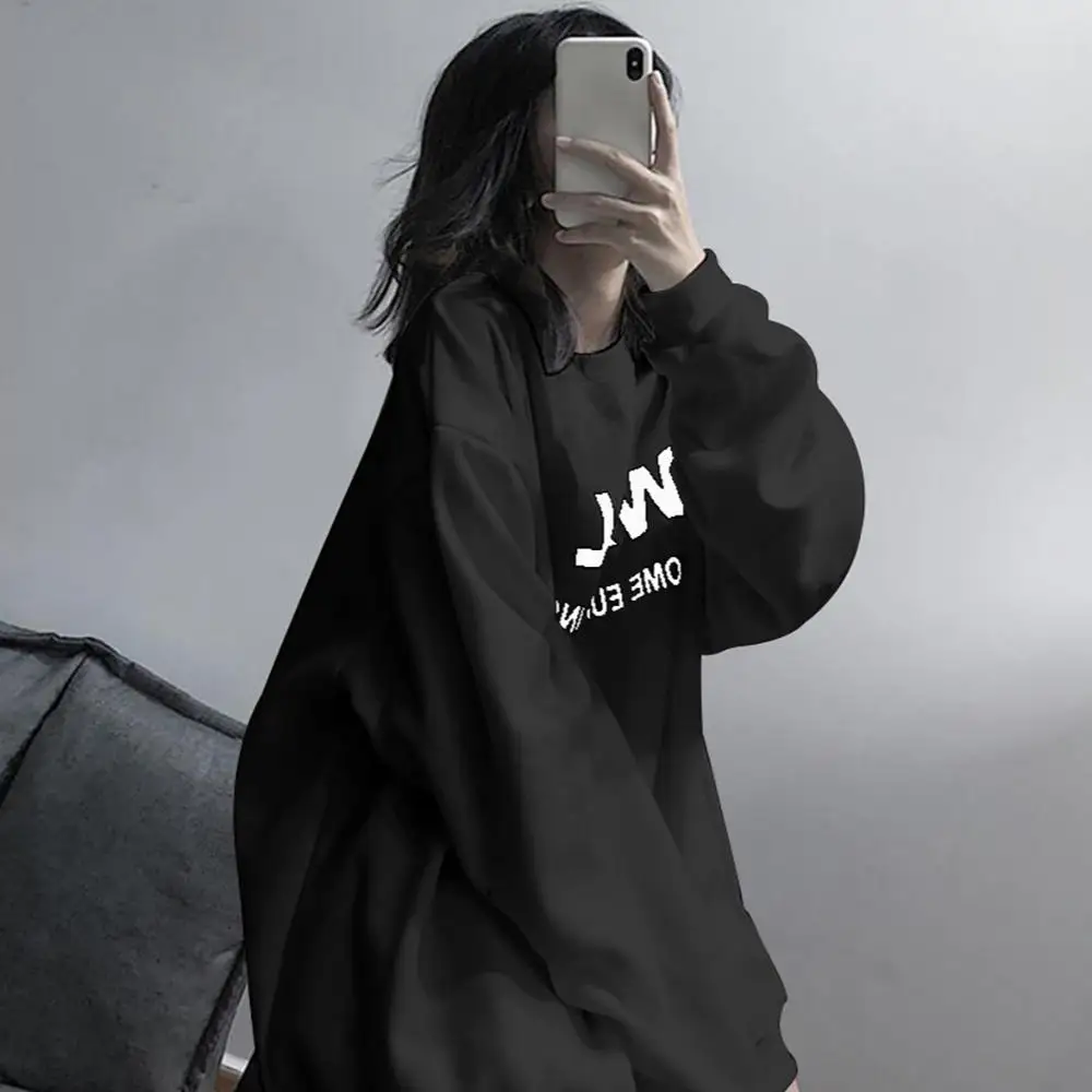Sweater women's spring and autumn trend long-sleeved top ins all-match top with letter printing oversized bf lazy style