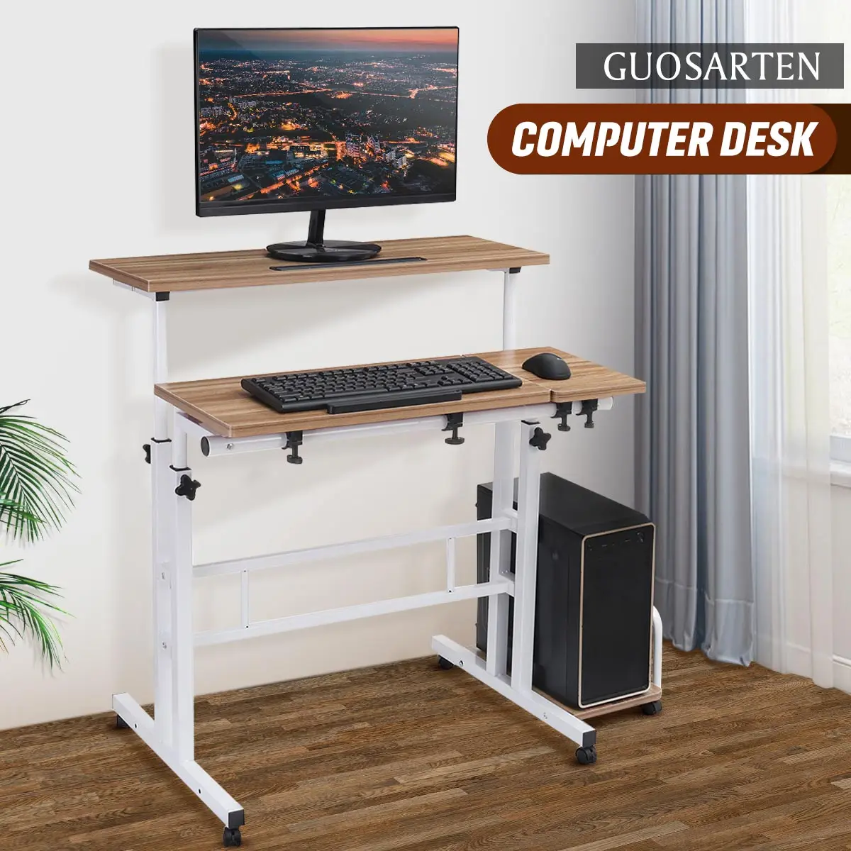 

Стол компьютерный двухуровневый с регулируемой высотой, прикроватный столик для ноутбука, для дома и офиса