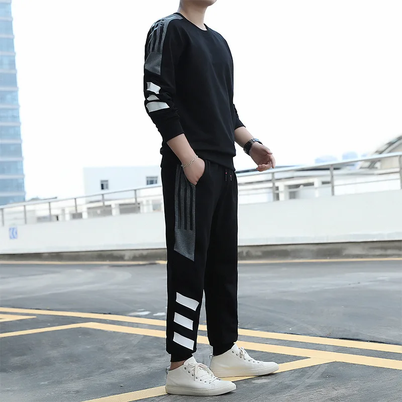 

Зимний мужской повседневный комплект, новинка 2021, модный однотонный спортивный костюм, трендовая толстовка, штаны, спортивные костюмы из 2 п...