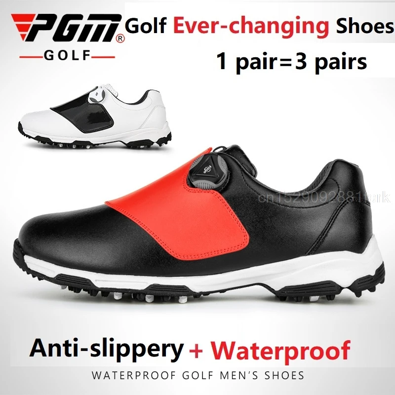 

Обувь для гольфа Pgm, мужская спортивная обувь, водонепроницаемые ручки, дышащие кроссовки с противоскользящей подошвой, тренировочная обув...