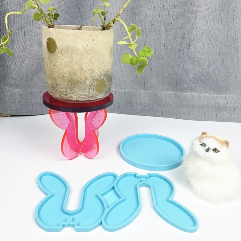 

1 Set Epoxy Resin Mold Potted Ornaments Bracket Tray Silicone Mould DIY Crafts Decortaions Casting Tools
