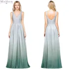 Женское вечернее платье без рукавов, Зеленое Длинное ТРАПЕЦИЕВИДНОЕ официальное платье с V-образным вырезом, платье для вечеринки, 2019