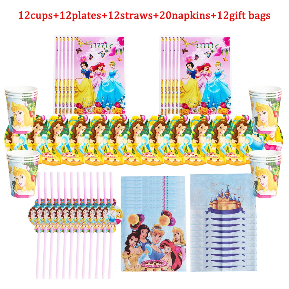 

Соломенная салфетка Disney на 6 чашек принцессы, набор для девичвечерние ей вечеринки, декор для дня рождения, детский праздник, любимый обеден...
