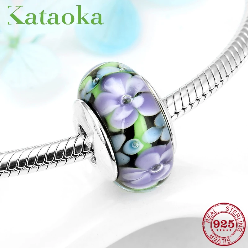 Высококачественные элегантные стеклянные бусины мунаро из серебра 925 пробы с