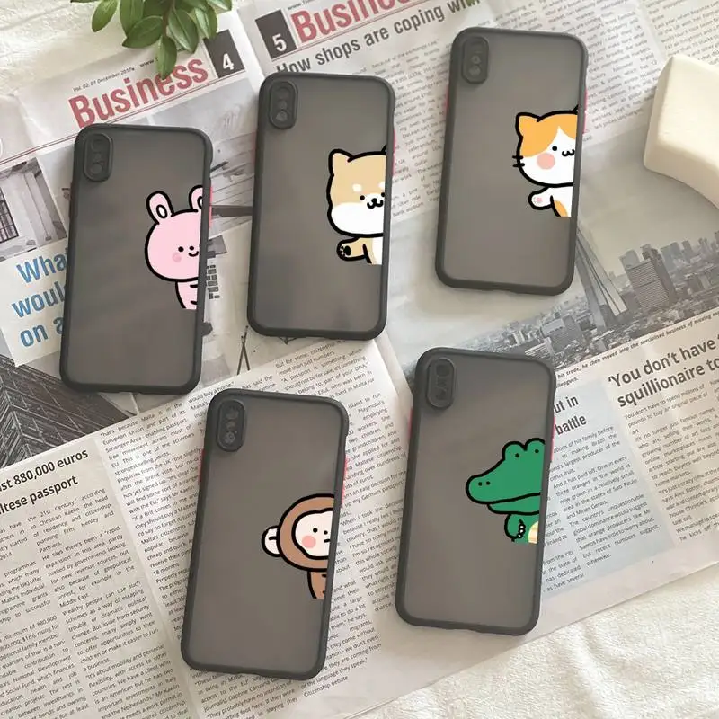 

Cute Cartoon Animal Rabbit Crocodile Phone Case Matte Fundas Shell Cover For Iphone 6s 7 8 Plus Xr X Xs 11 12 13 Mini Pro Max
